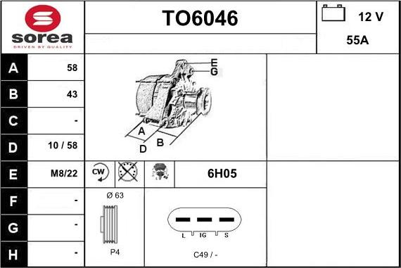 Sera TO6046 - Alternator furqanavto.az