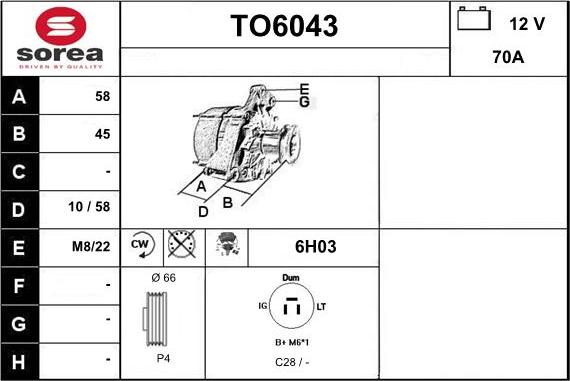 Sera TO6043 - Alternator furqanavto.az