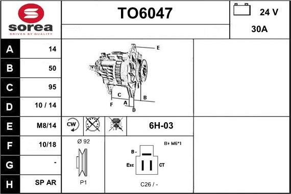 Sera TO6047 - Alternator furqanavto.az