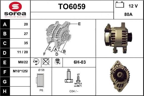 Sera TO6059 - Alternator furqanavto.az