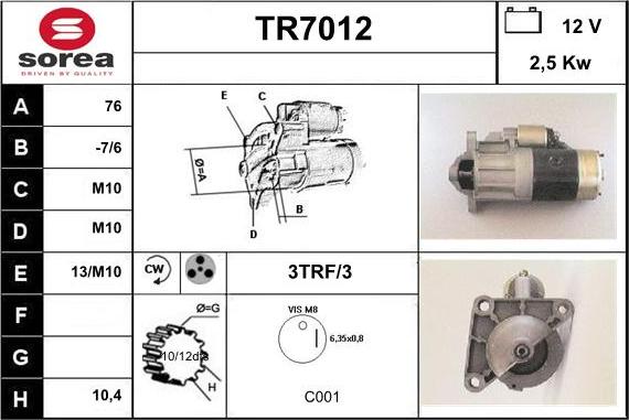 Sera TR7012 - Başlanğıc furqanavto.az