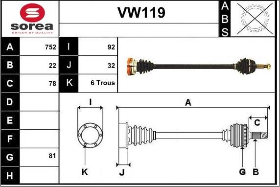 Sera VW119 - Sürücü mili furqanavto.az