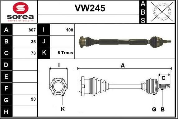 Sera VW245 - Sürücü mili furqanavto.az