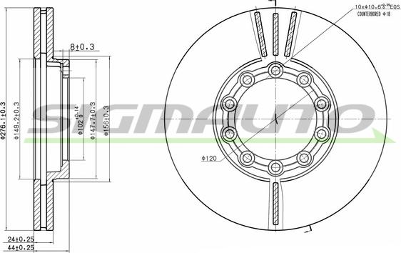 SIGMAUTO DB0169V - Əyləc Diski furqanavto.az