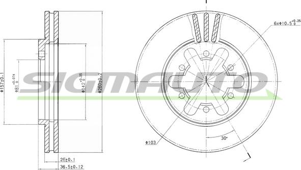 SIGMAUTO DBA443V - Əyləc Diski furqanavto.az