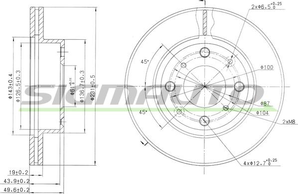 SIGMAUTO DBA451V - Əyləc Diski furqanavto.az