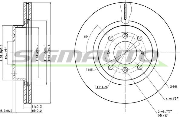 SIGMAUTO DBA453V - Əyləc Diski furqanavto.az