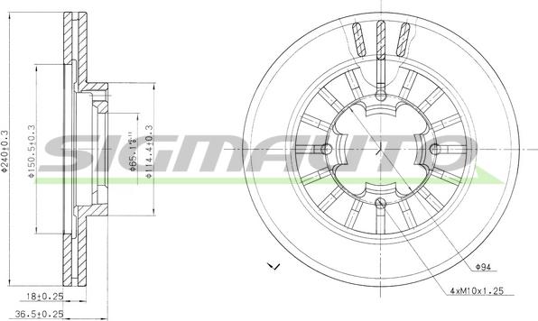 SIGMAUTO DBA465V - Əyləc Diski furqanavto.az