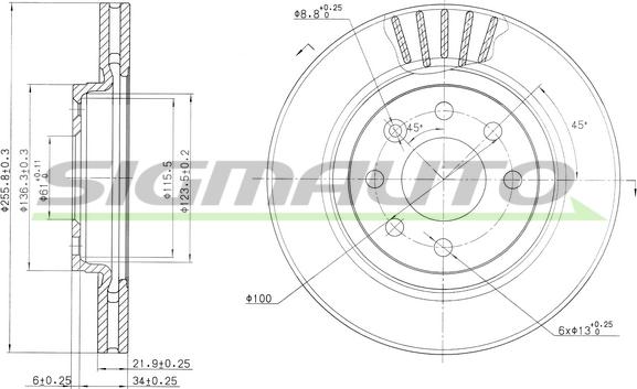 SIGMAUTO DBA510V - Əyləc Diski furqanavto.az