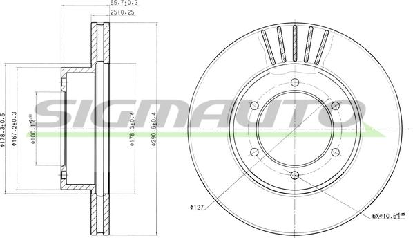 SIGMAUTO DBA614V - Əyləc Diski furqanavto.az