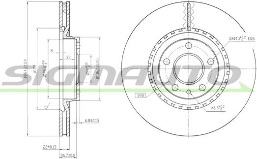 SIGMAUTO DBA156V - Əyləc Diski furqanavto.az