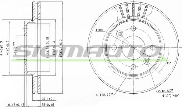 SIGMAUTO DBA158V - Əyləc Diski furqanavto.az