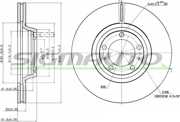 SIGMAUTO DBA168V - Əyləc Diski furqanavto.az