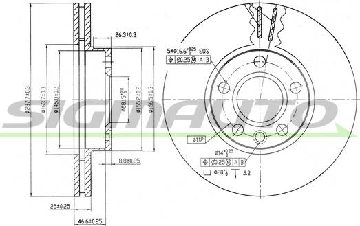 SIGMAUTO DBA846V - Əyləc Diski furqanavto.az