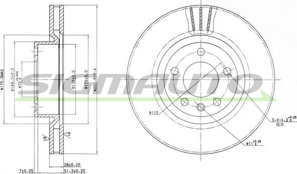 SIGMAUTO DBA330V - Əyləc Diski furqanavto.az