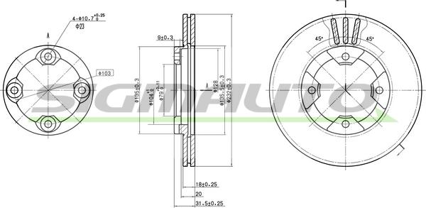 SIGMAUTO DBA290V - Əyləc Diski furqanavto.az