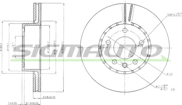 SIGMAUTO DBA217V - Əyləc Diski furqanavto.az