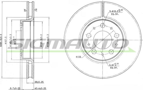 SIGMAUTO DBB163V - Əyləc Diski furqanavto.az