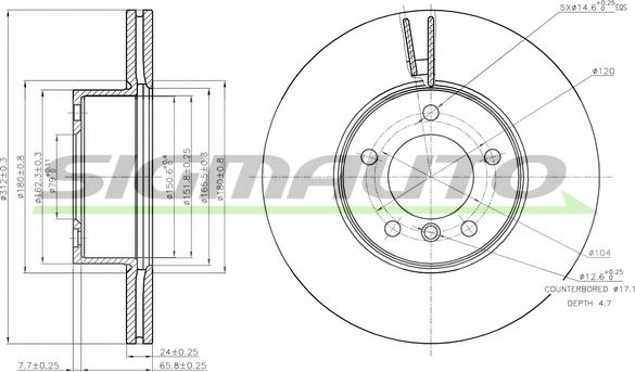 SIGMAUTO DBB717V - Əyləc Diski furqanavto.az