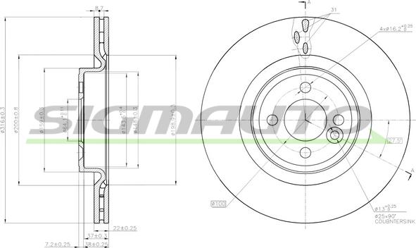 SIGMAUTO DBC127V - Əyləc Diski furqanavto.az