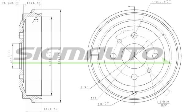 SIGMAUTO DR5044 - Əyləc barabanı furqanavto.az