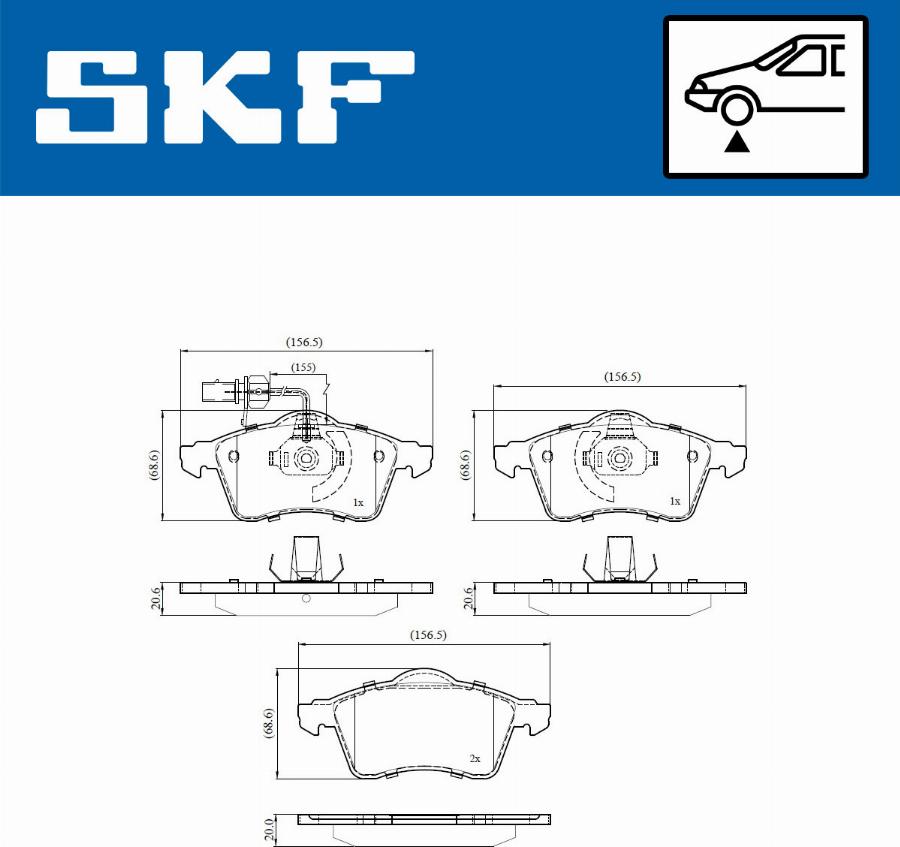 SKF VKBP 80573 E - Əyləc altlığı dəsti, əyləc diski furqanavto.az