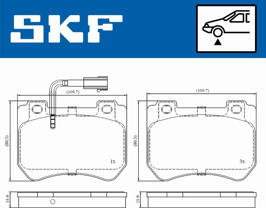 SKF VKBP 80610 E - Əyləc altlığı dəsti, əyləc diski furqanavto.az