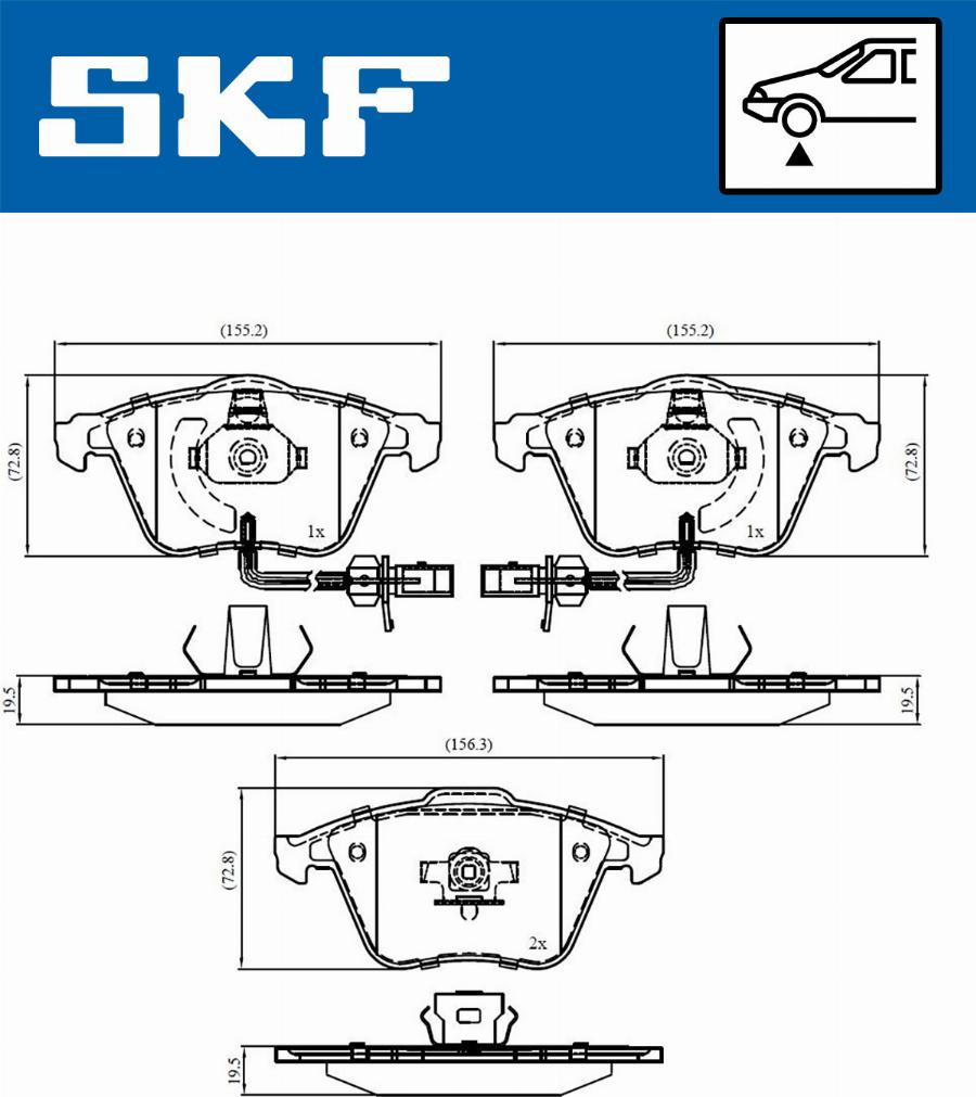 SKF VKBP 80617 E - Əyləc altlığı dəsti, əyləc diski furqanavto.az