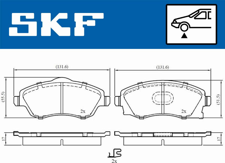 SKF VKBP 80062 A - Əyləc altlığı dəsti, əyləc diski furqanavto.az