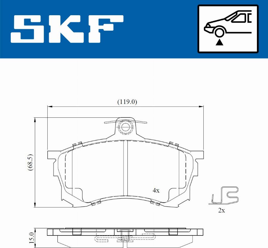 SKF VKBP 80872 A - Əyləc altlığı dəsti, əyləc diski furqanavto.az