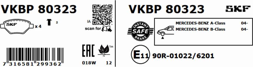 SKF VKBP 80323 - Əyləc altlığı dəsti, əyləc diski furqanavto.az