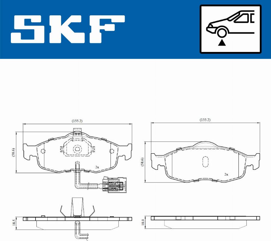 SKF VKBP 80778 E - Əyləc altlığı dəsti, əyləc diski furqanavto.az