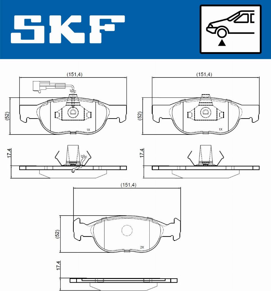 SKF VKBP 80777 E - Əyləc altlığı dəsti, əyləc diski furqanavto.az