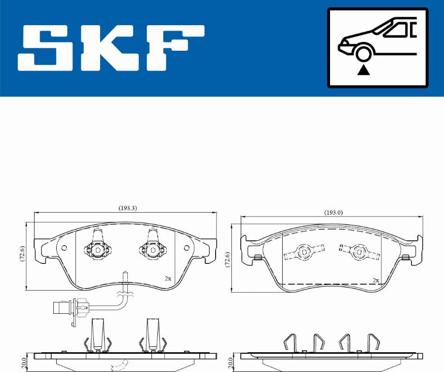 SKF VKBP 81044 E - Əyləc altlığı dəsti, əyləc diski furqanavto.az