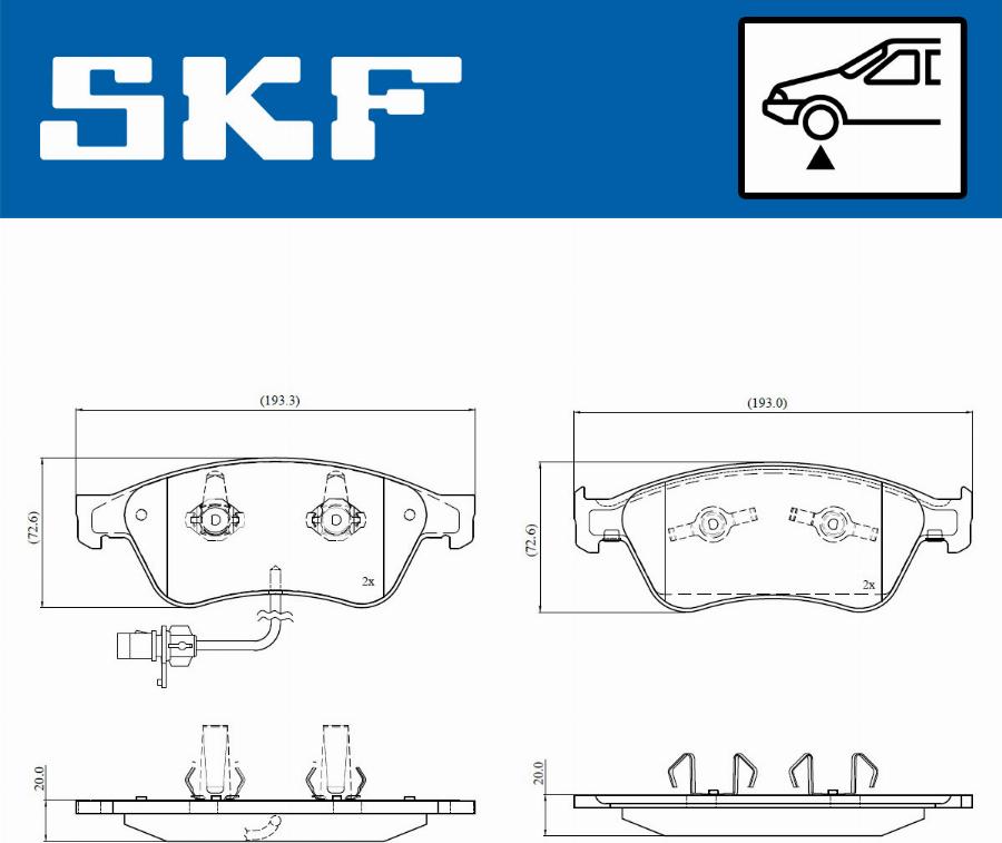 SKF VKBP 81045 E - Əyləc altlığı dəsti, əyləc diski furqanavto.az