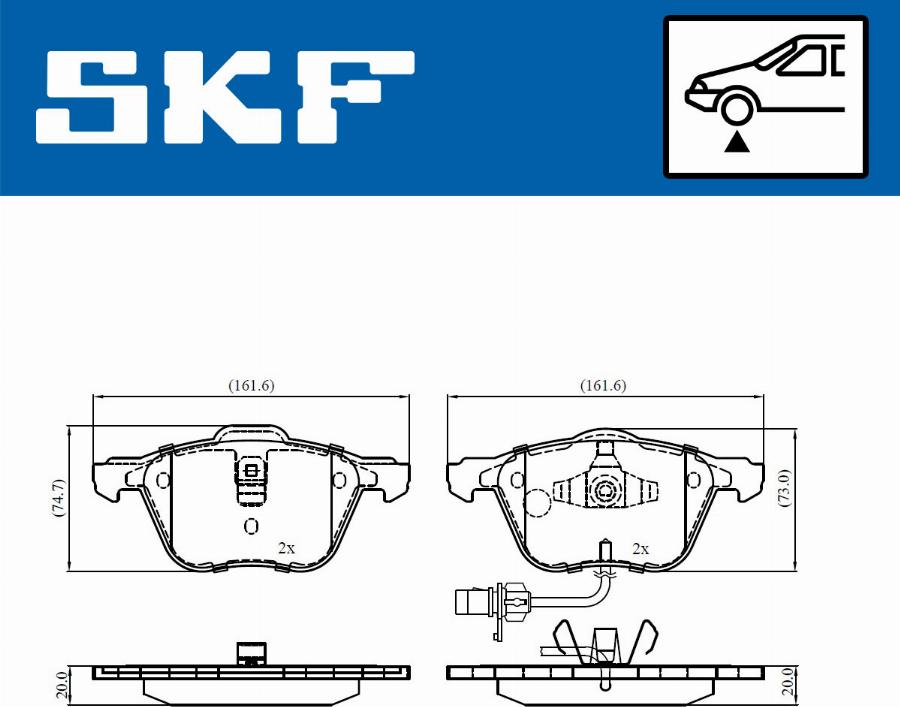 SKF VKBP 81035 E - Əyləc altlığı dəsti, əyləc diski furqanavto.az