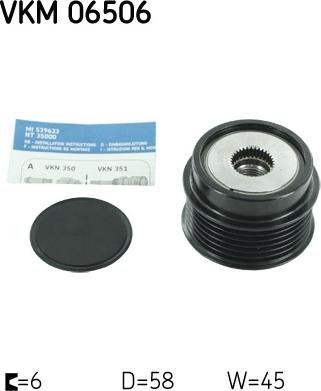 SKF VKM 06506 - Kasnak, alternator, sərbəst dönərli mufta furqanavto.az