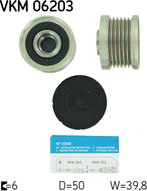 SKF VKM 06203 - Kasnak, alternator, sərbəst dönərli mufta furqanavto.az