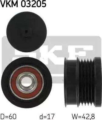 SKF VKM 03205 - Kasnak, alternator, sərbəst dönərli mufta furqanavto.az