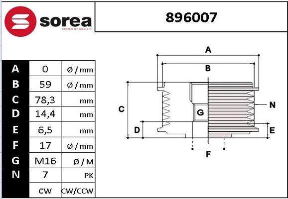 SNRA 896007 - Kasnak, alternator, sərbəst dönərli mufta furqanavto.az