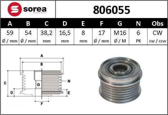 SNRA 806055 - Kasnak, alternator, sərbəst dönərli mufta furqanavto.az