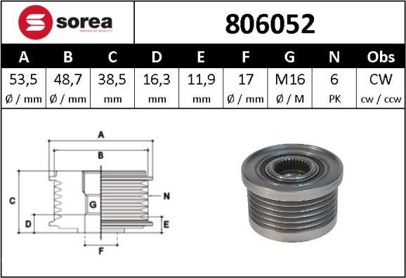 SNRA 806052 - Kasnak, alternator, sərbəst dönərli mufta furqanavto.az