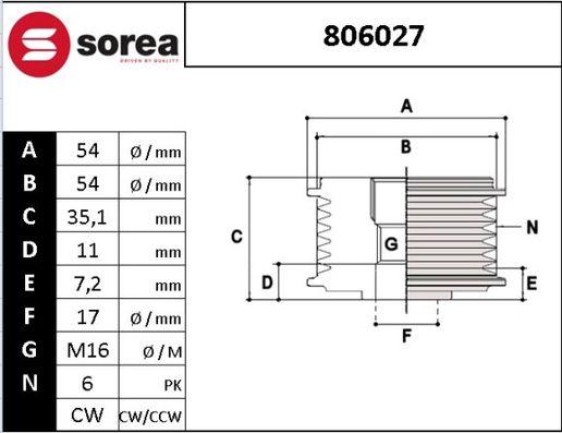 SNRA 806027 - Kasnak, alternator, sərbəst dönərli mufta furqanavto.az