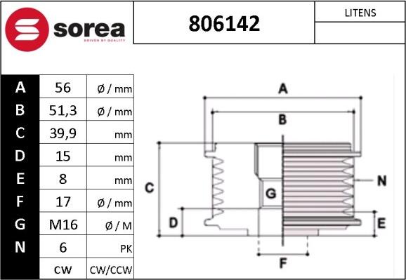 SNRA 806142 - Kasnak, alternator, sərbəst dönərli mufta furqanavto.az