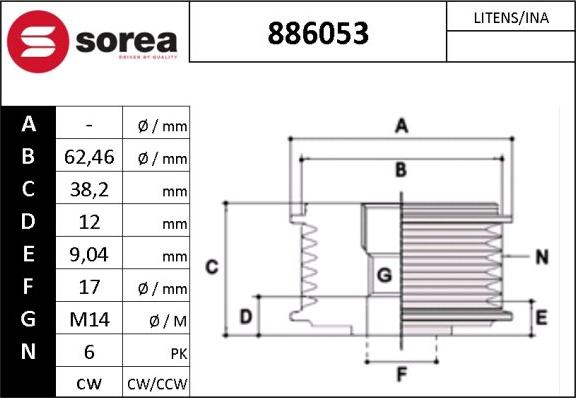 SNRA 886053 - Kasnak, alternator, sərbəst dönərli mufta furqanavto.az