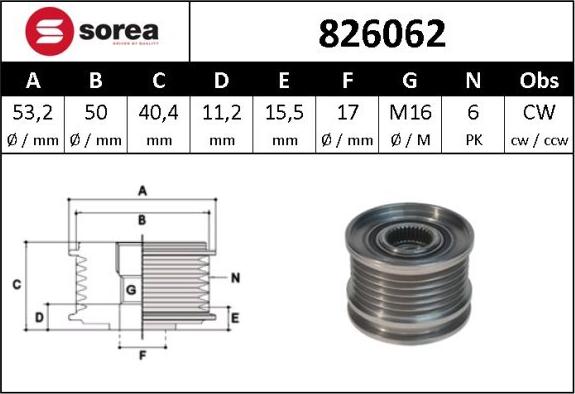 SNRA 826062 - Kasnak, alternator, sərbəst dönərli mufta furqanavto.az