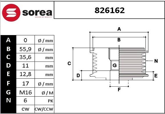 SNRA 826162 - Kasnak, alternator, sərbəst dönərli mufta furqanavto.az