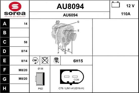 SNRA AU8094 - Alternator furqanavto.az