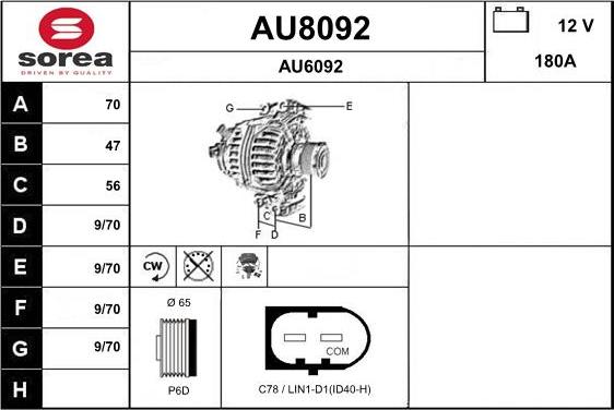 SNRA AU8092 - Alternator furqanavto.az