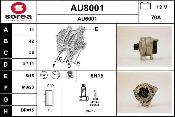 SNRA AU8001 - Alternator furqanavto.az